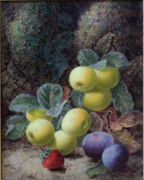 Still Life of Apples, Plums and Stawberry