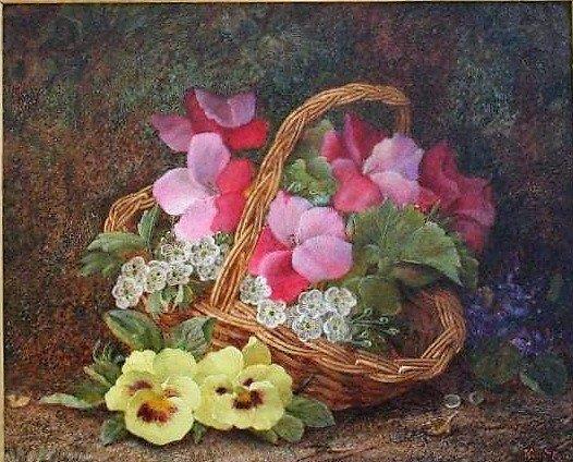 Spring Flowers in a Basket